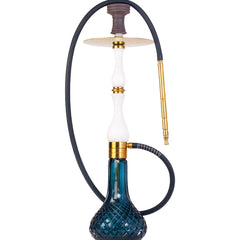 COCOYAYA Ghazi Hookah - White Gold Stem & Blue Base