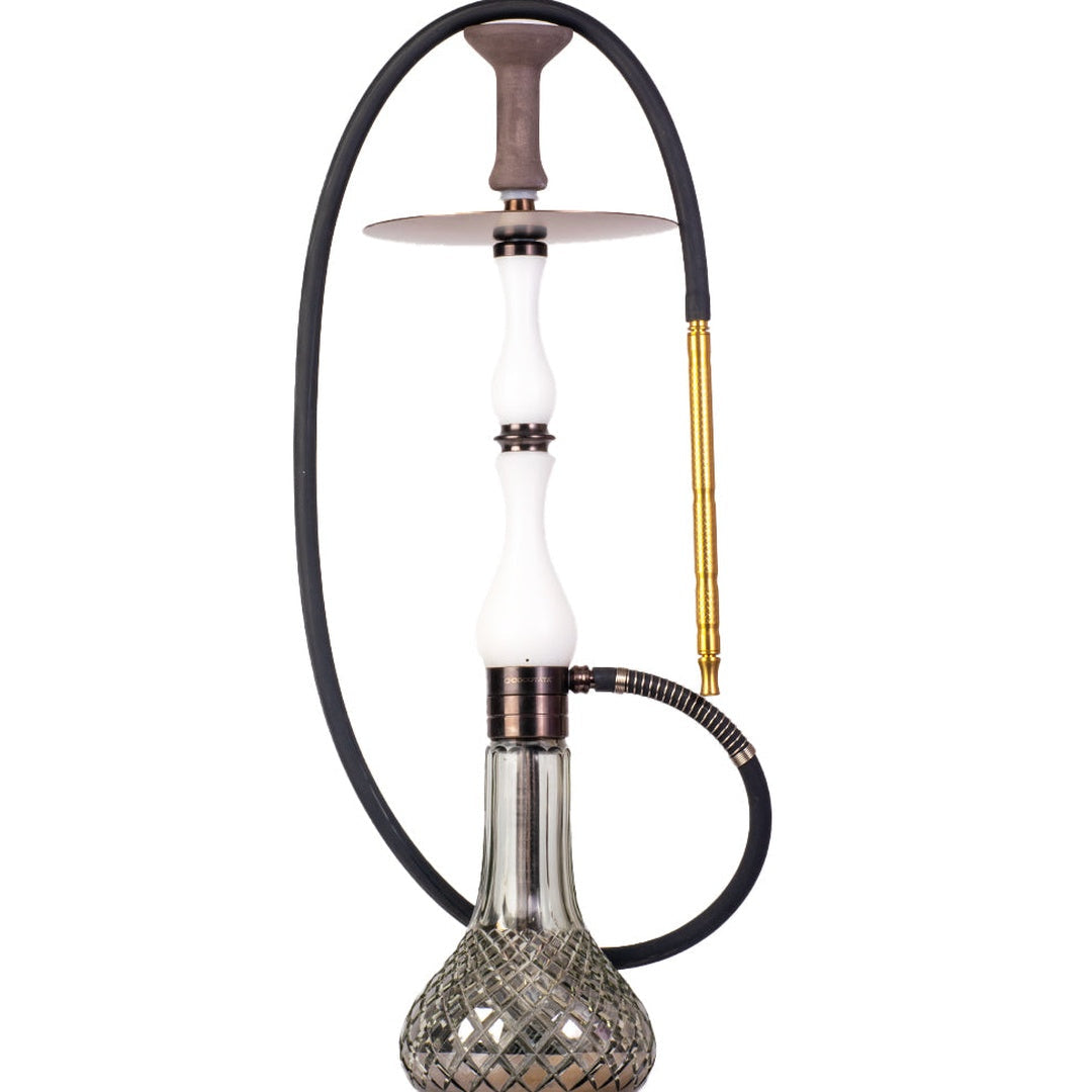 COCOYAYA Ghazi Hookah - White Bronze Stem & Cut Glass Base