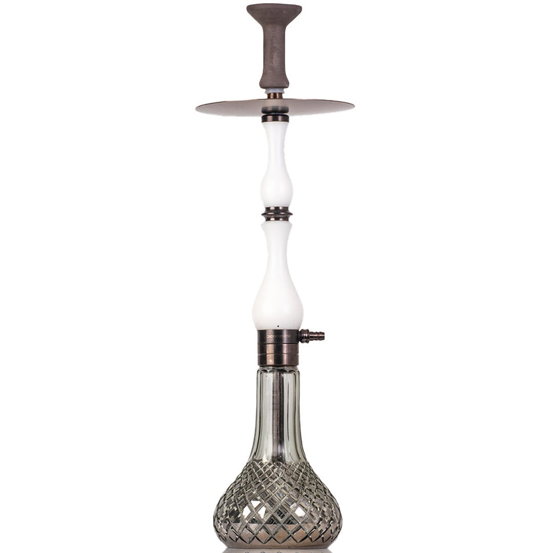 COCOYAYA Ghazi Hookah - White Bronze Stem & Cut Glass Base