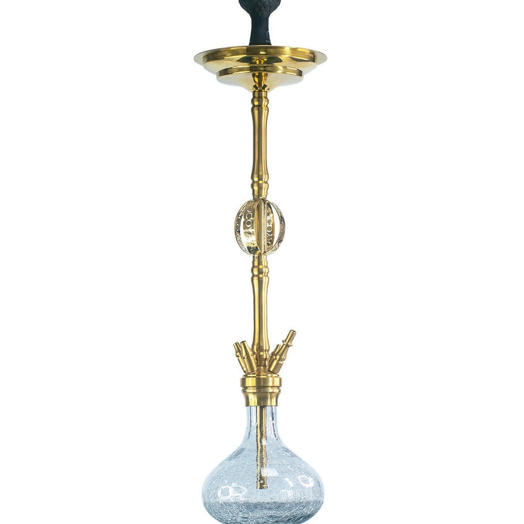 COCOYAYA Great King 4 Stripe Hookah - Gold Stem (Crackle Base)