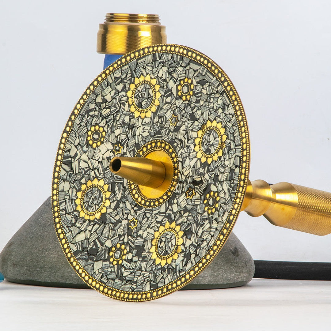 COCOYAYA King Series Hookah - Gold Stem (Ceramic Base & Printed Plate)