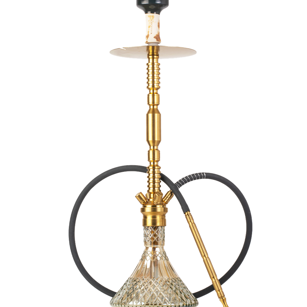 COCOYAYA King Series Hector Hookah - Golden Stem & Cut Glass Base