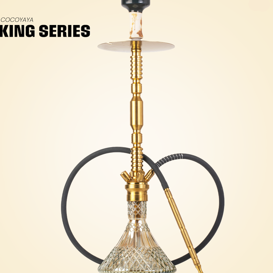 COCOYAYA King Series Hector Hookah - Golden Stem & Cut Glass Base