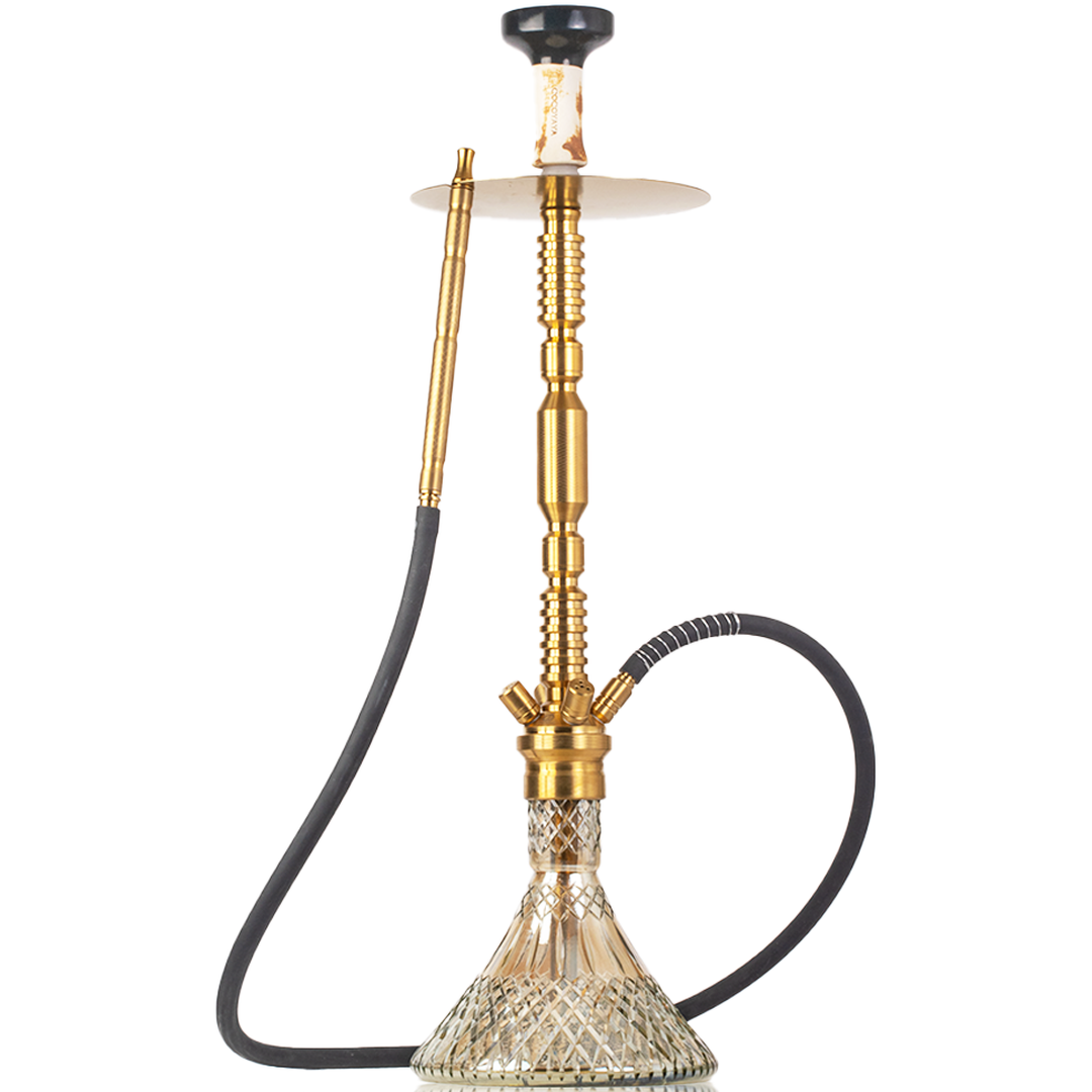 COCOYAYA King Series Hector Hookah - Golden Stem & Cut Glass Base