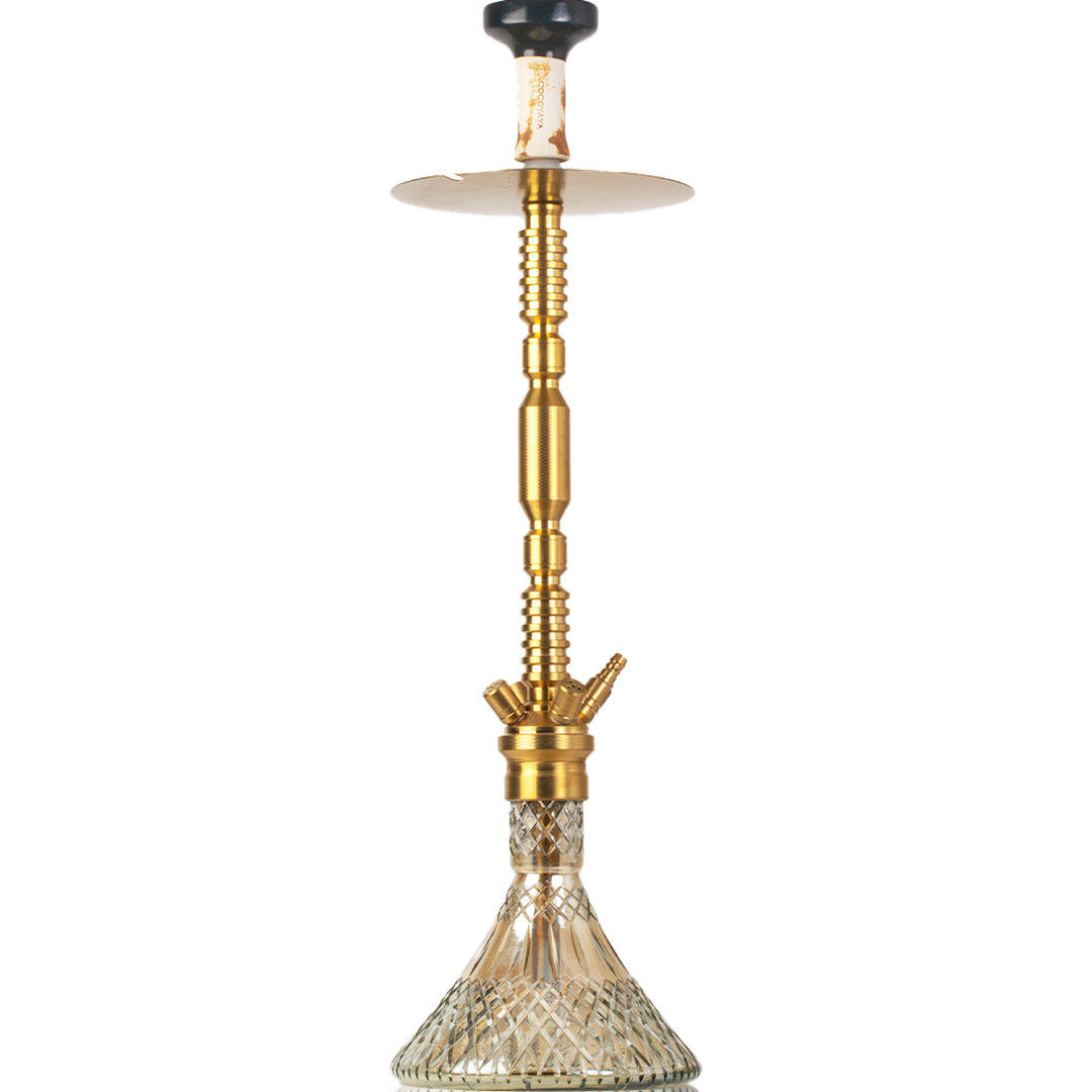 COCOYAYA King Series Hector Hookah - Golden Stem & Cut Glass Base