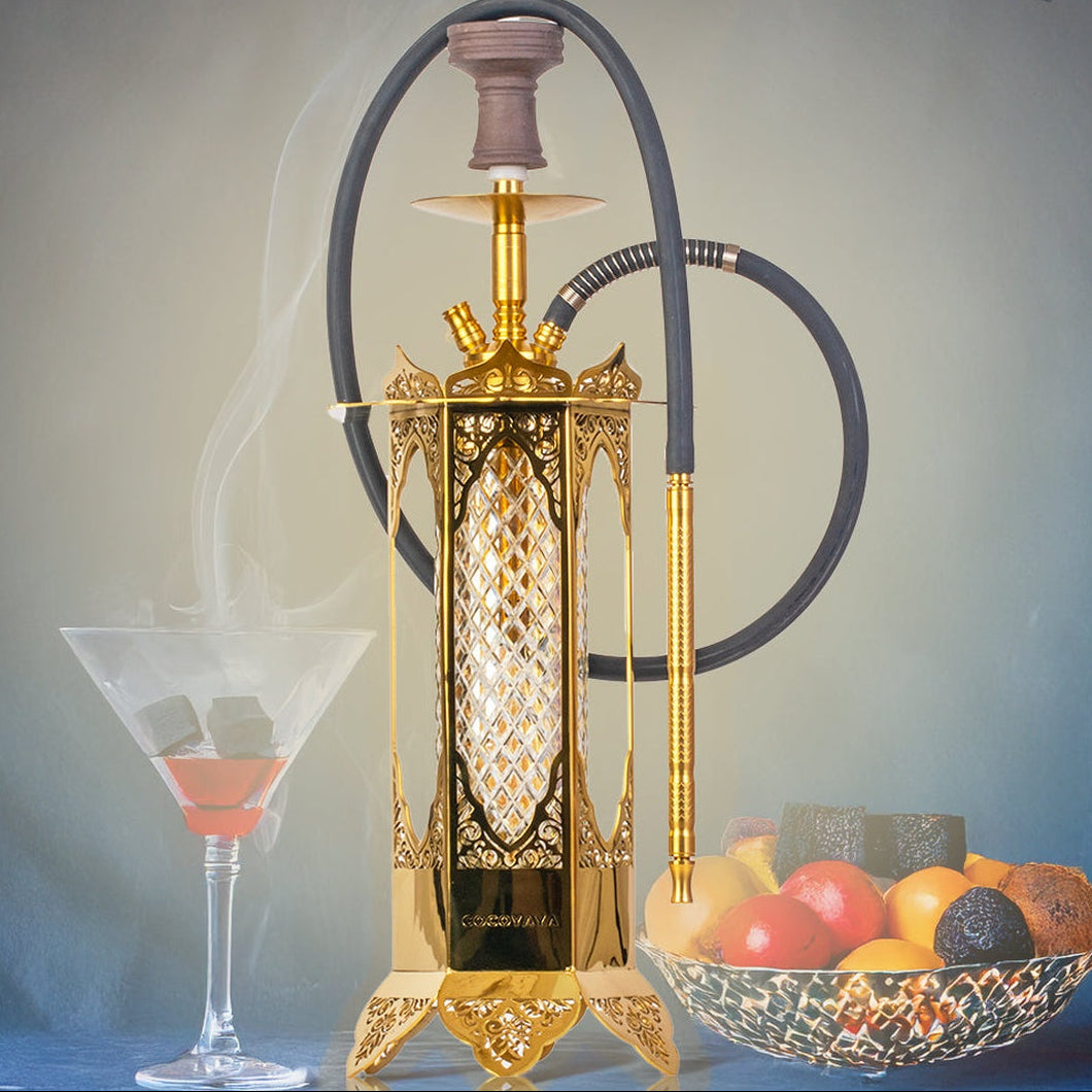 COCOYAYA Minar Hookah - Gold Stem & Bottle Base