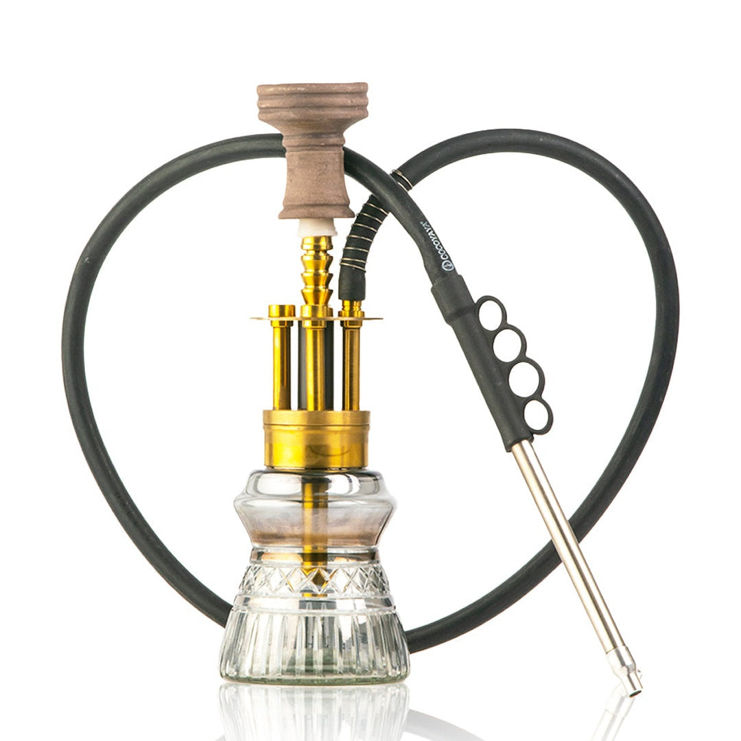 COCOYAYA Machine Gun Hookah - Gold Stem (Cut Glass Base)
