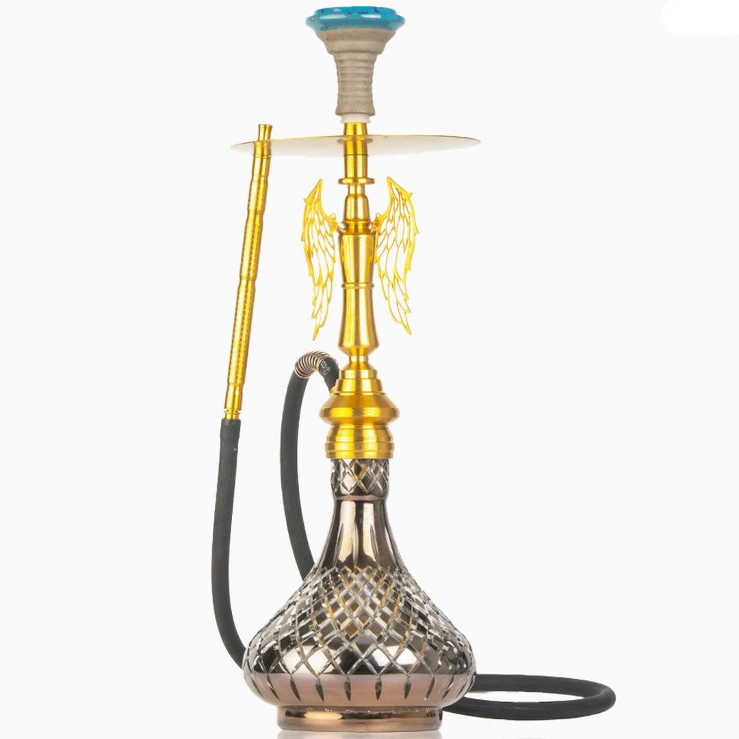 COCOYAYA Shadow Hookah (Angel Series) - Gold Stem & Cut Glass Base