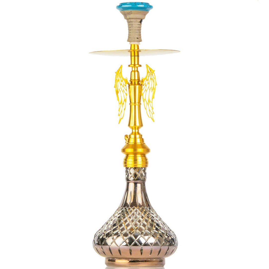 COCOYAYA Shadow Hookah (Angel Series) - Gold Stem & Cut Glass Base