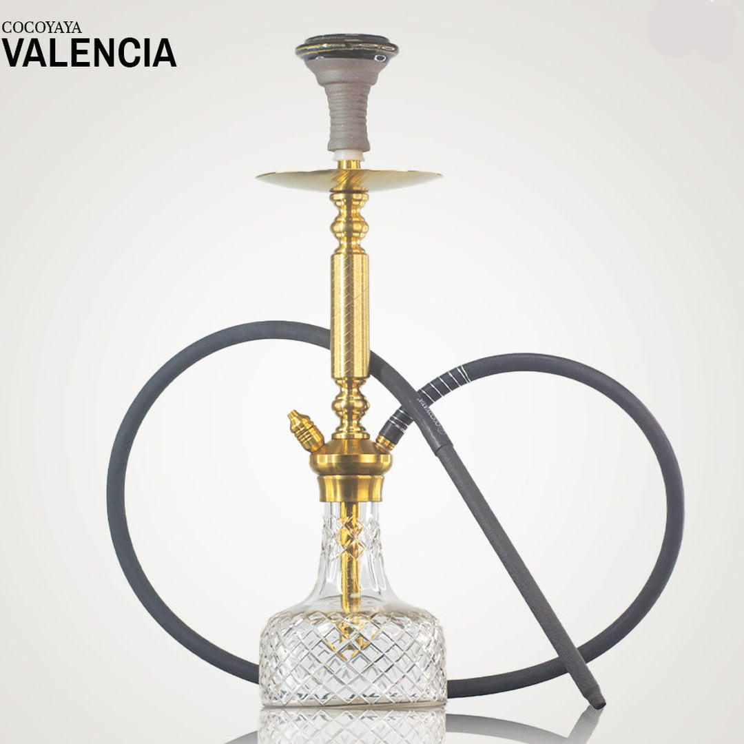COCOYAYA Valencia Hookah with Bag- Gold & Transparent Base