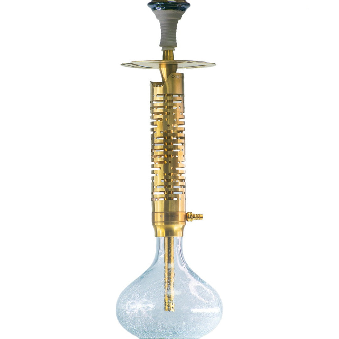 COCOYAYA Vivanta Hookah (Ferro Series) - Gold Stem & Crackle Glass Base