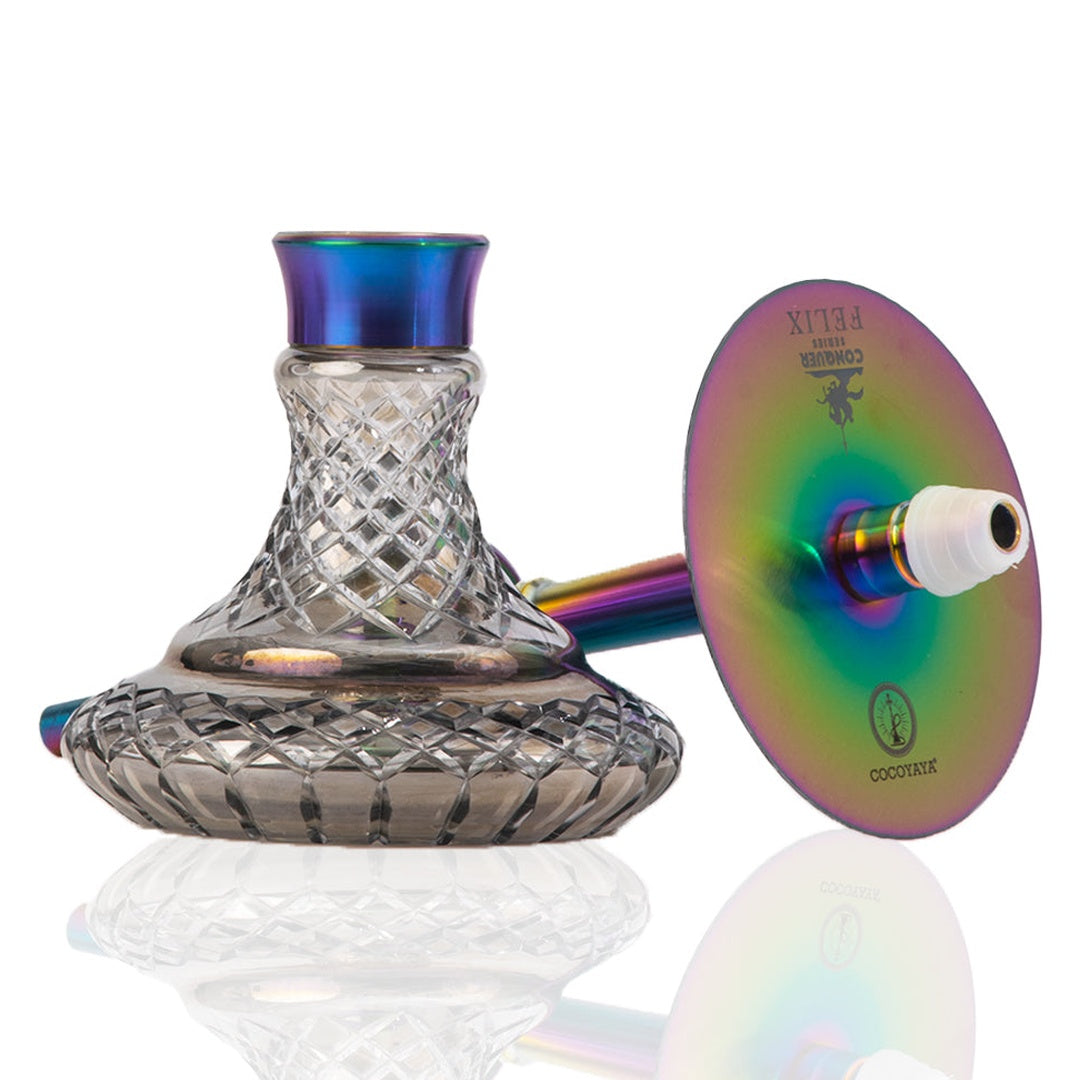 COCOYAYA Felix Hookah (Conquer Series) - Rainbow Stem (Cut Glass Base)