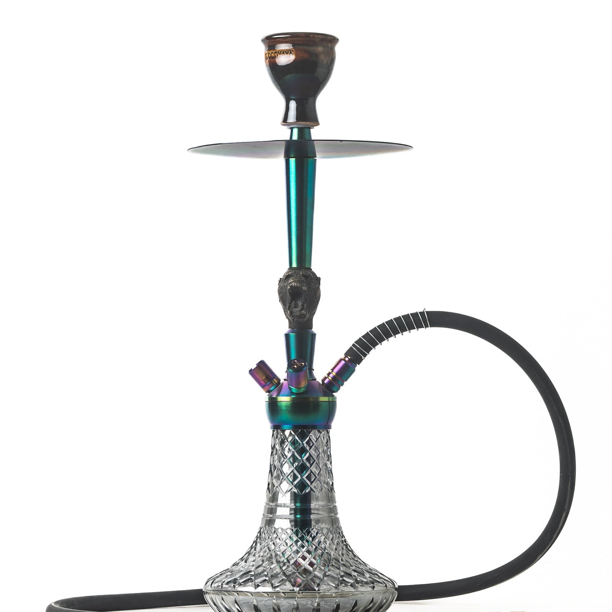COCOYAYA Jo Hookah - Moksha Series (Grey Base & Rainbow Stem) - Cut Glass