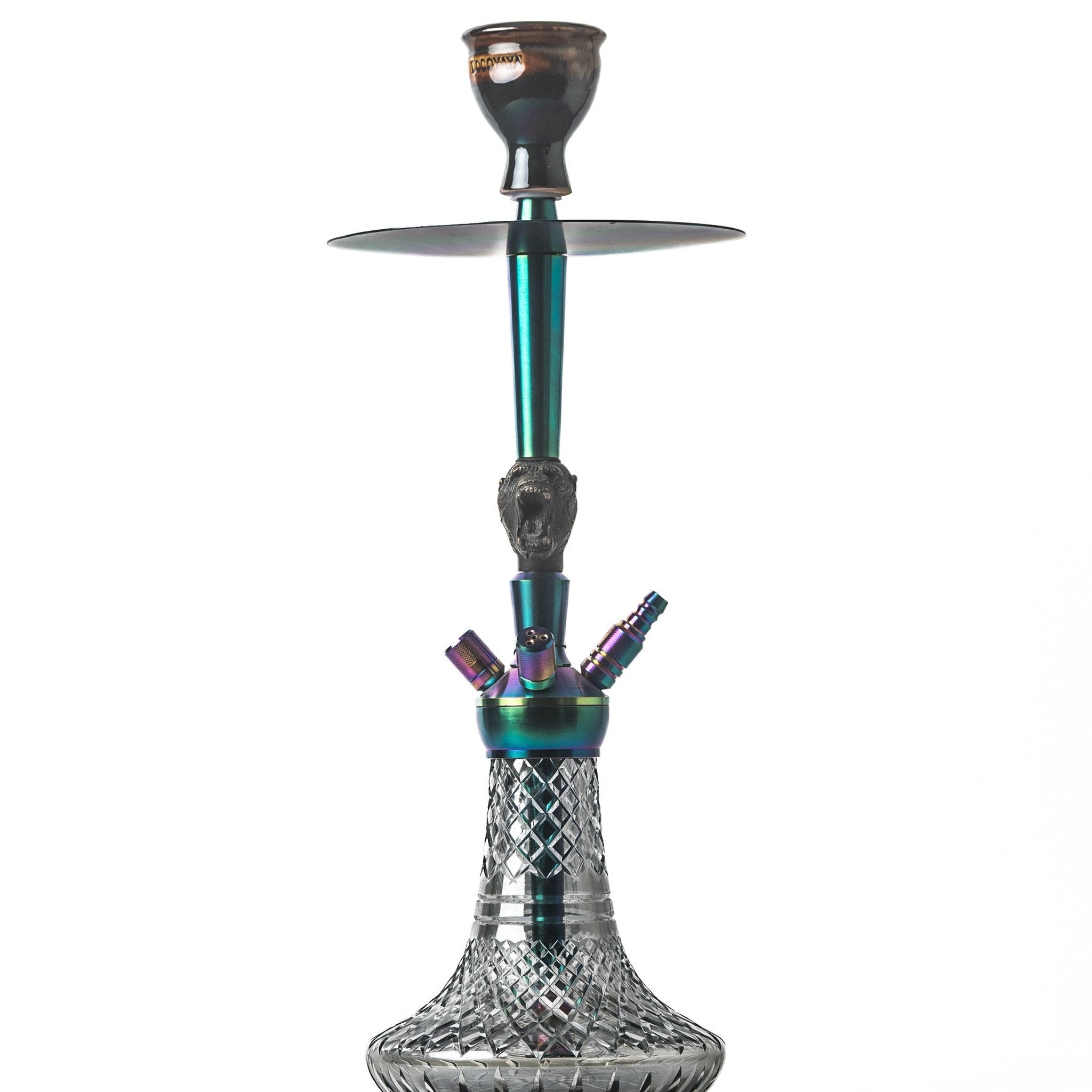 COCOYAYA Jo Hookah - Moksha Series (Grey Base & Rainbow Stem) - Cut Glass