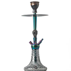 COCOYAYA Jo Hookah - Moksha Series (Grey Base & Rainbow Stem) - Cut Glass