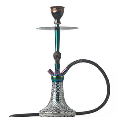 COCOYAYA Jo Hookah - Moksha Series (Grey Base & Rainbow Stem) - Cut Glass