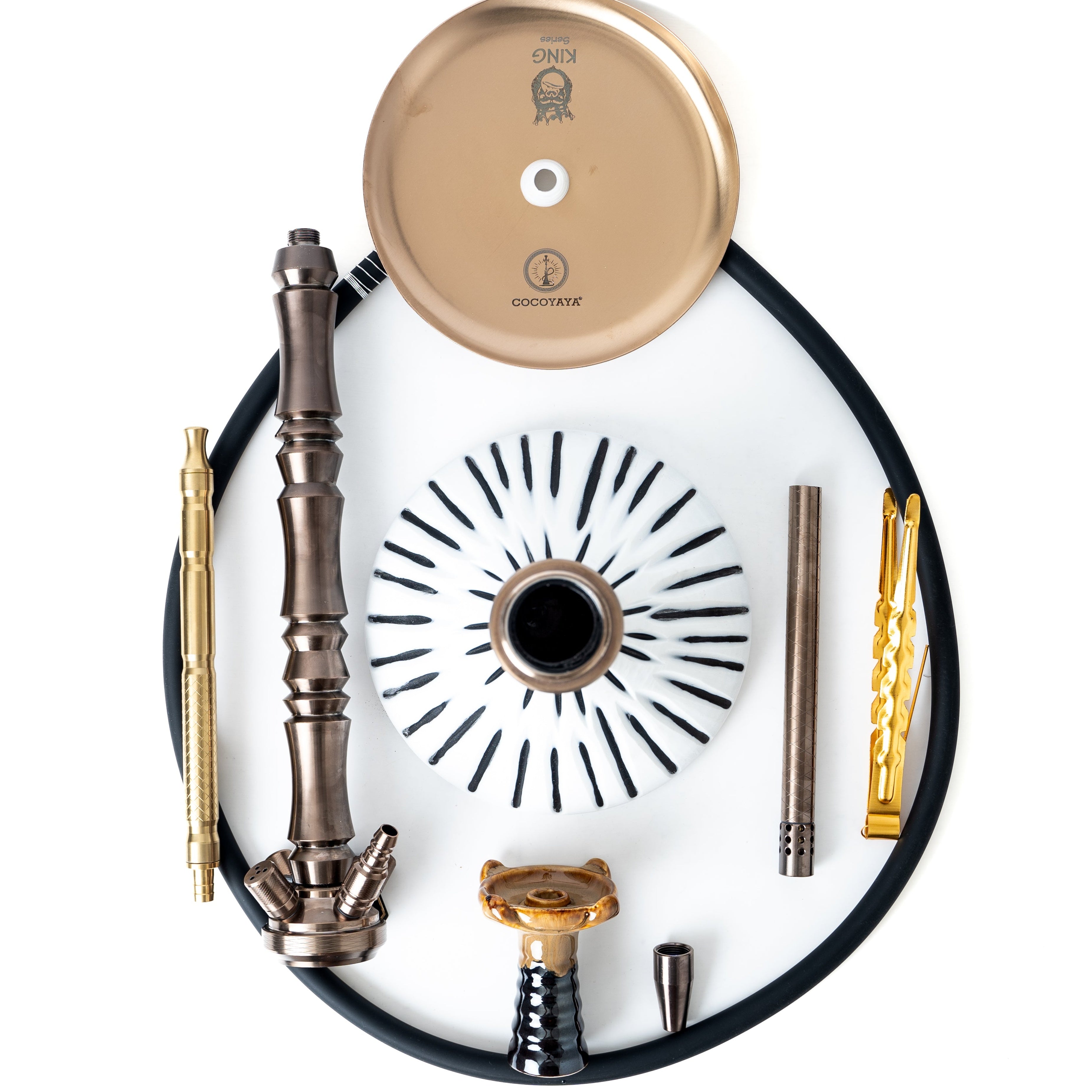 COCOYAYA King Series Hookah - White Base & Bronze Stem