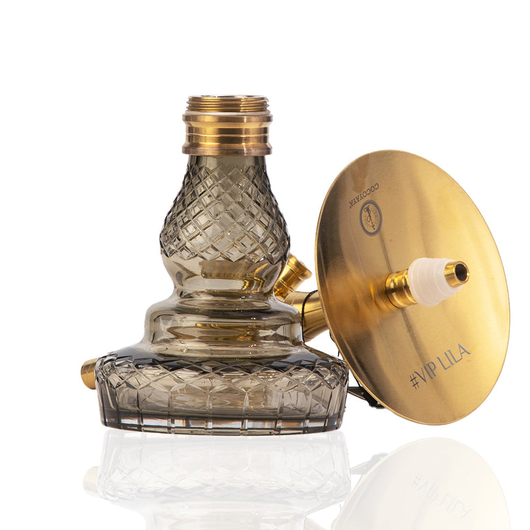 COCOYAYA VIP Lila Hookah - Golden Stem (Grey Base)