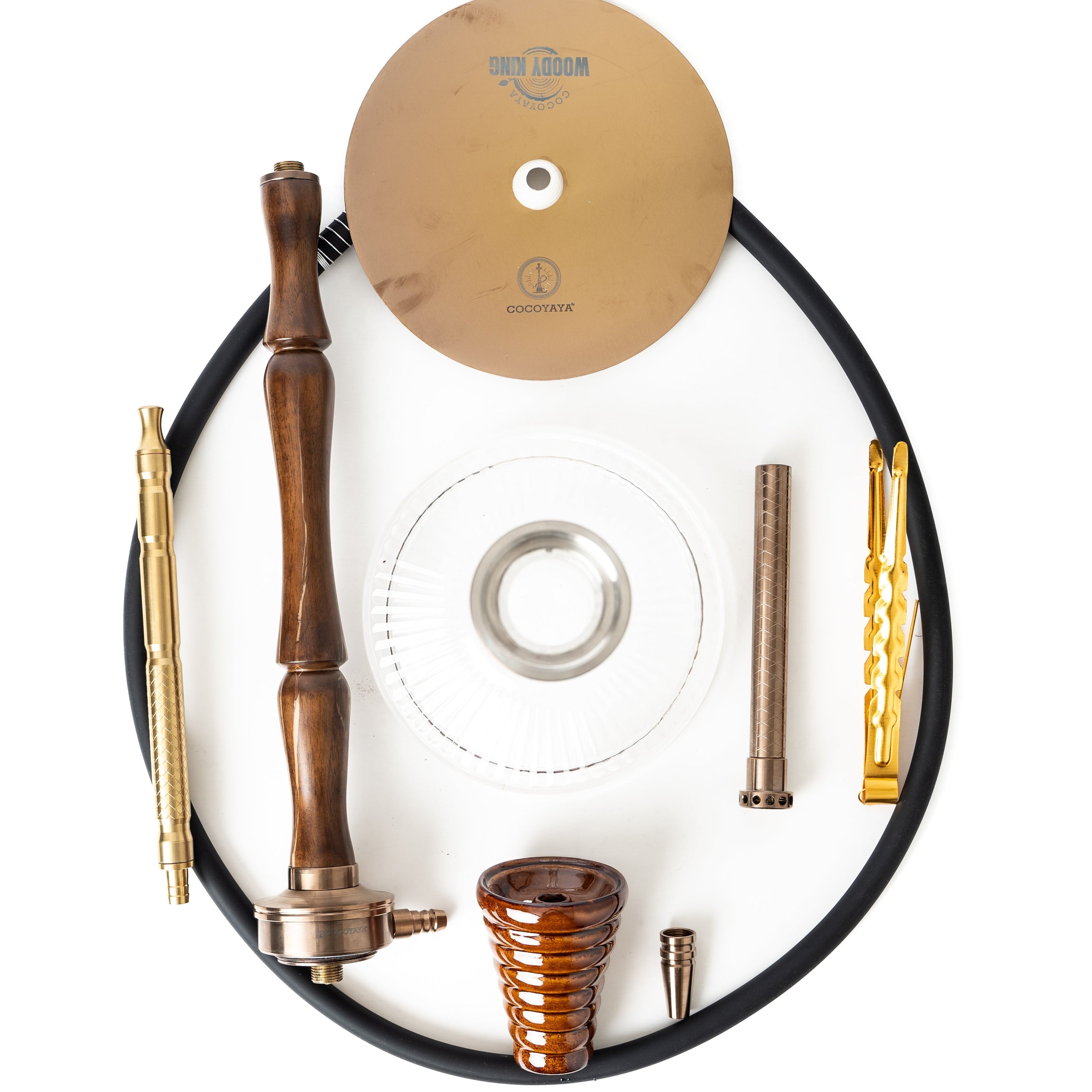 COCOYAYA Woody King Hookah - Dark Wood & Transparent Base