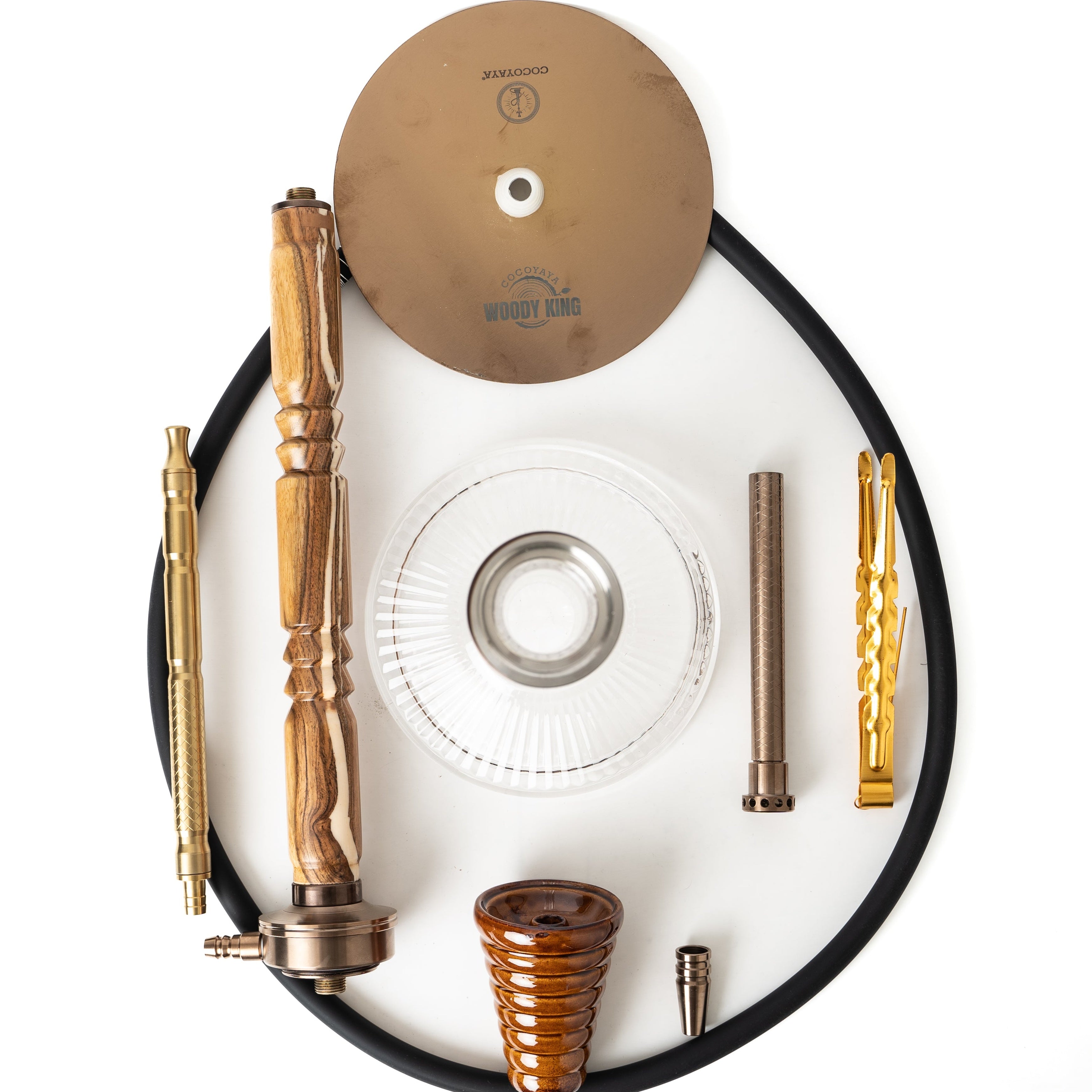 COCOYAYA Woody King Hookah - Light Wood & Transparent Base