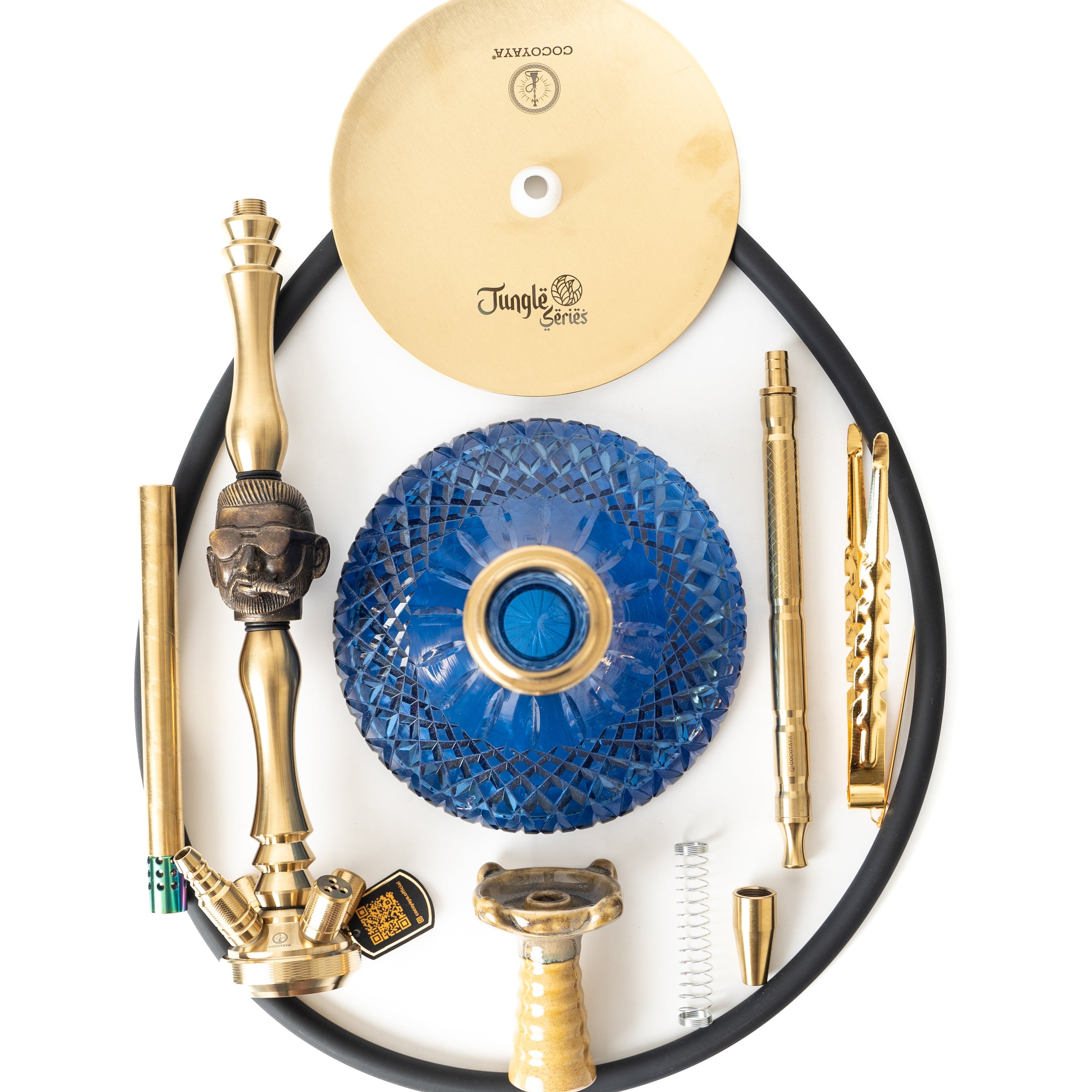 COCOYAYA Jungle Series Mr. P Hookah - Golden (Blue Base)
