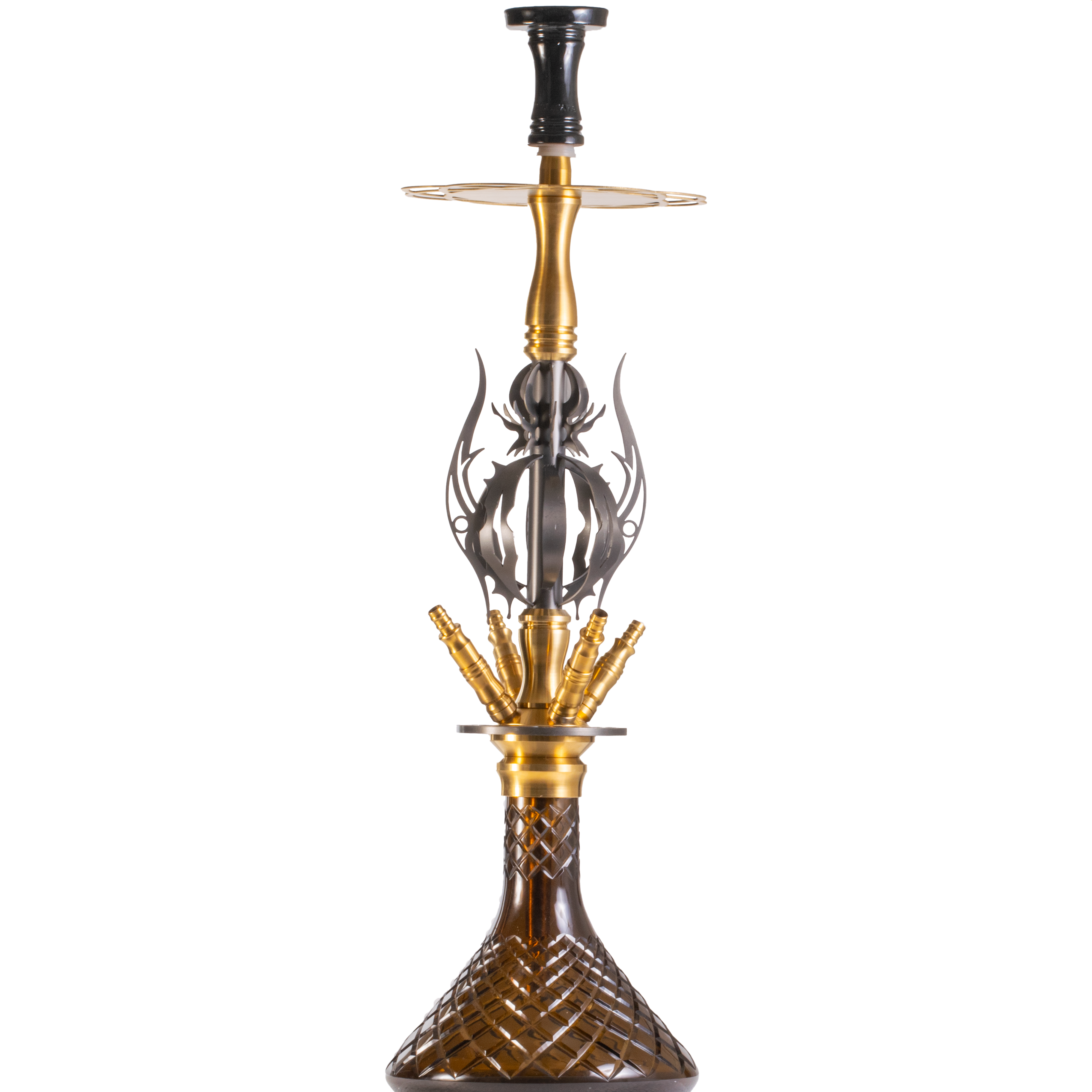 COCOYAYA Caesar 4 Pipe Hookah - Gold Stem & Brown Base