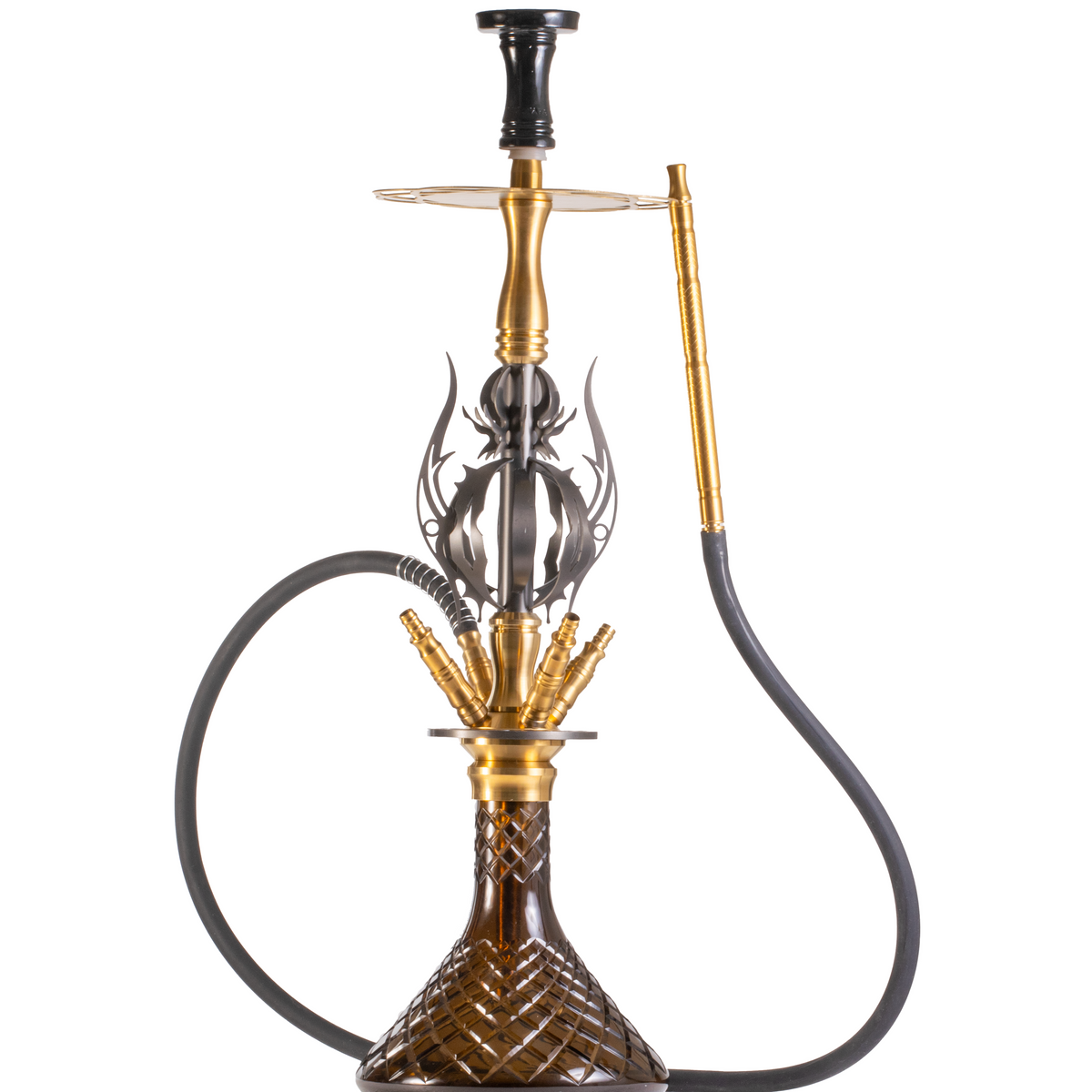 COCOYAYA Caesar 4 Pipe Hookah - Gold Stem & Brown Base