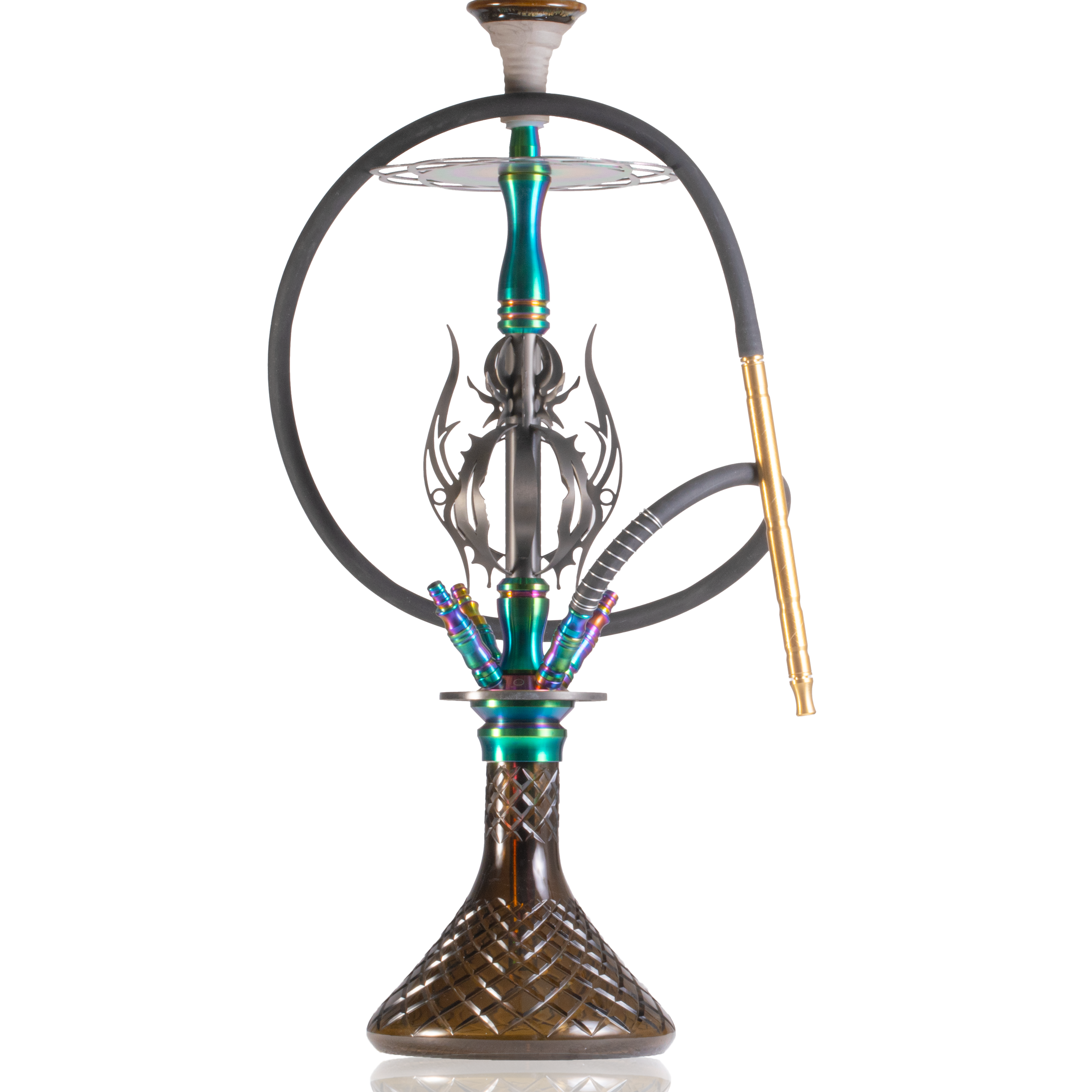 COCOYAYA Caesar 4 Pipe Hookah - Rainbow Stem & Brown Base