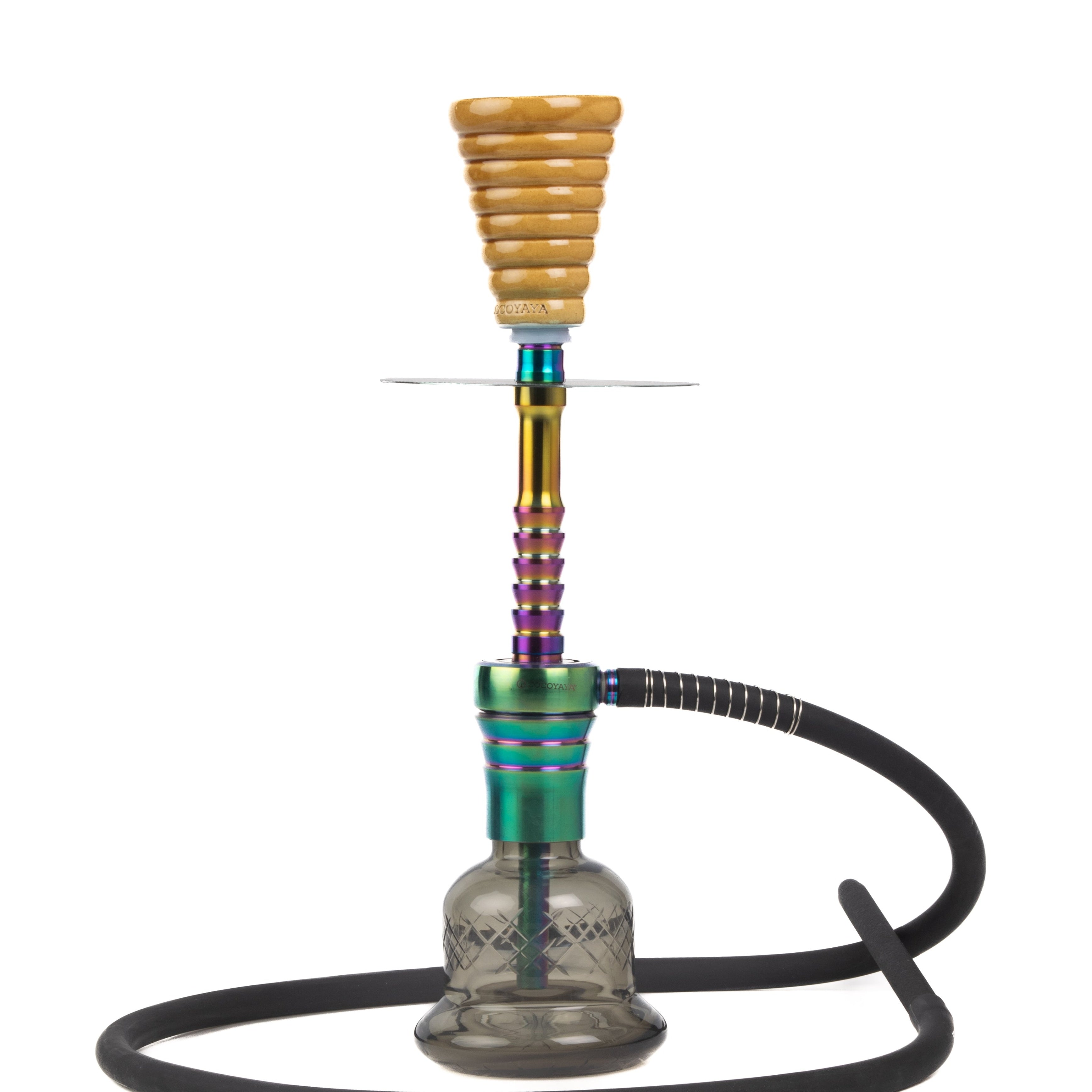 Cocoyaya Kaka Hookah (Conquer Series) - Rainbow (Cut Glass Base)