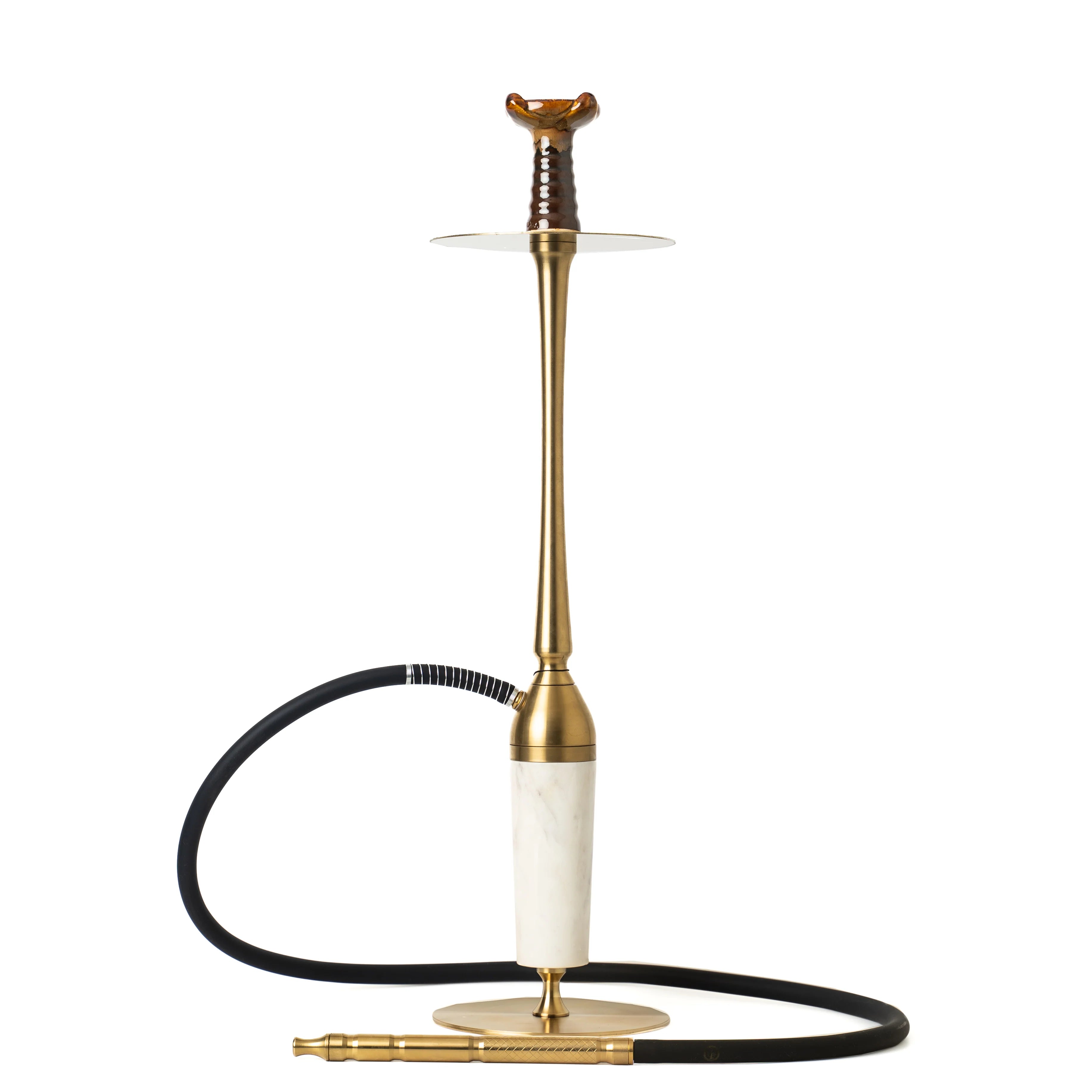 Cocoyaya Slims Sterling Hookah - Golden Stem &  White Marble Base