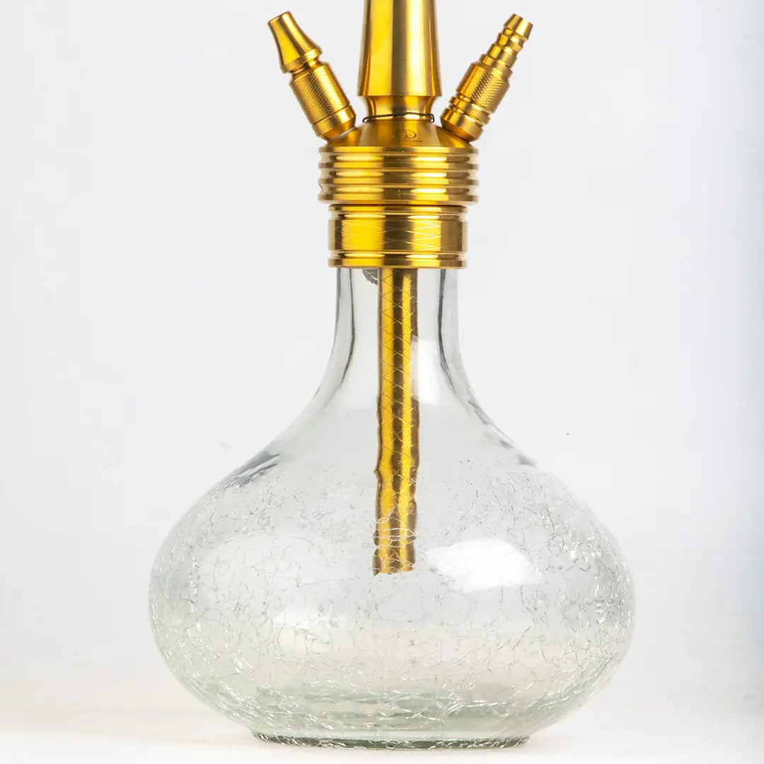 Cocoyaya Yara Pro - 32 inch Gold Stainless Hookah with Crackle Base