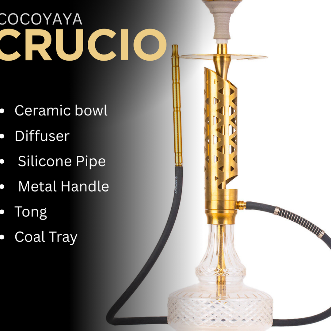 COCOYAYA Crucio Hookah (Ferro Series) - Gold Stem & Transparent Base