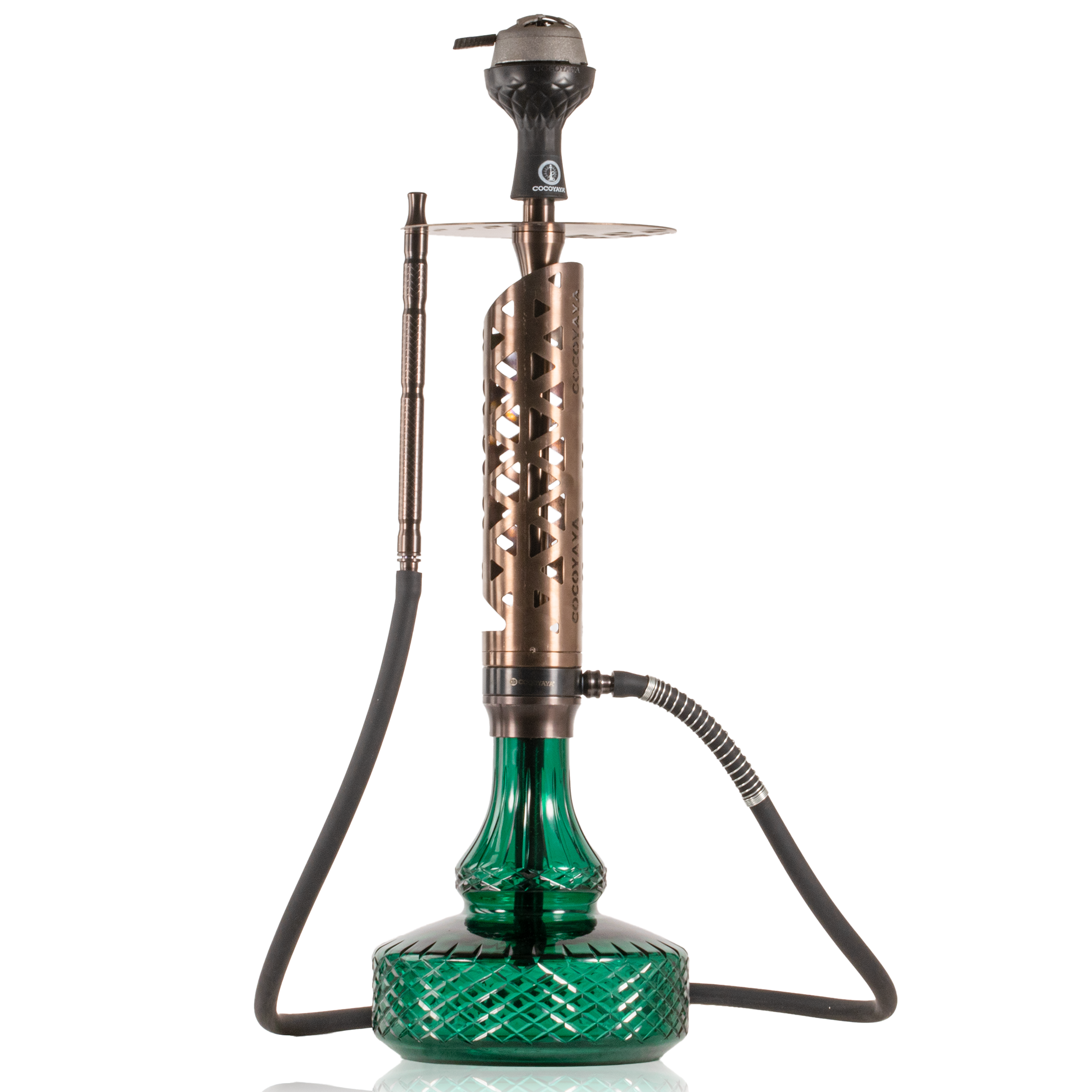 COCOYAYA Almavi Hookah (Ferro Series) with Bag - Bronze Stem & Green Base