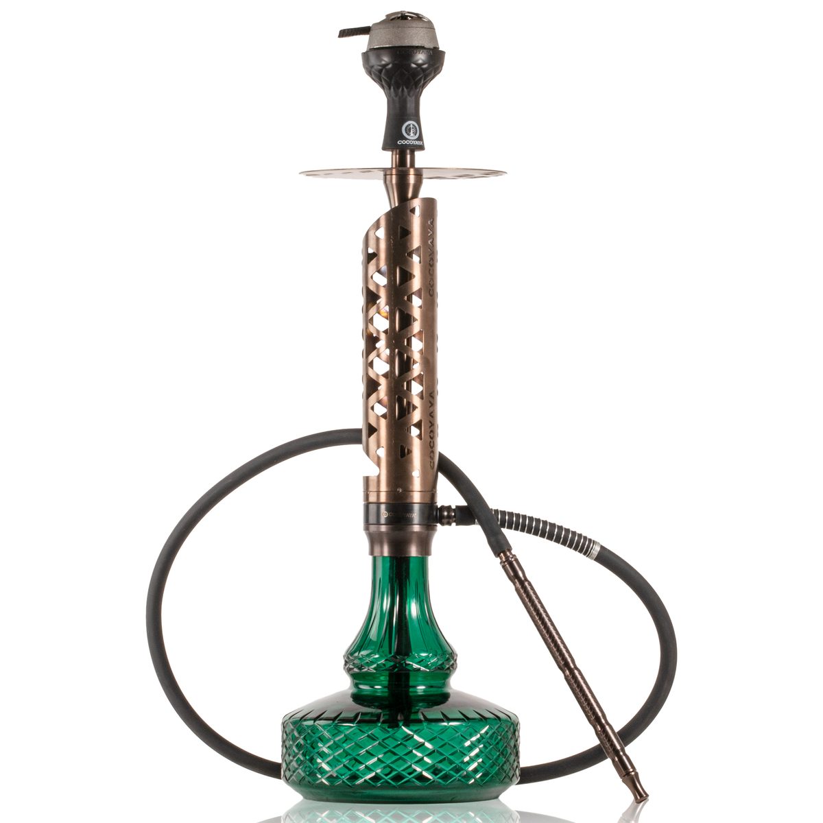 COCOYAYA Almavi Hookah (Ferro Series) with Bag - Bronze Stem & Green Base