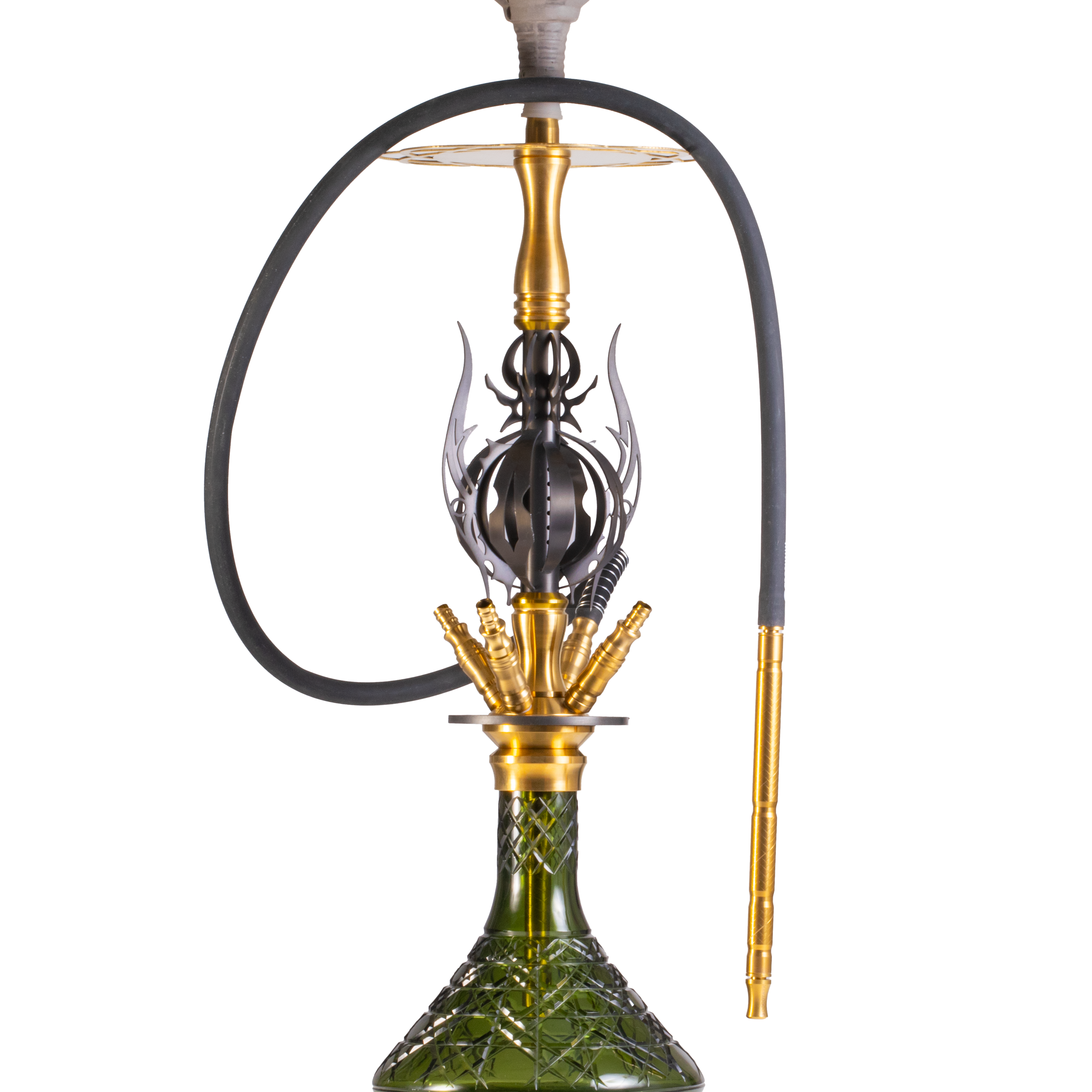 COCOYAYA Caesar 4 Pipe Hookah - Gold Stem & Green Base