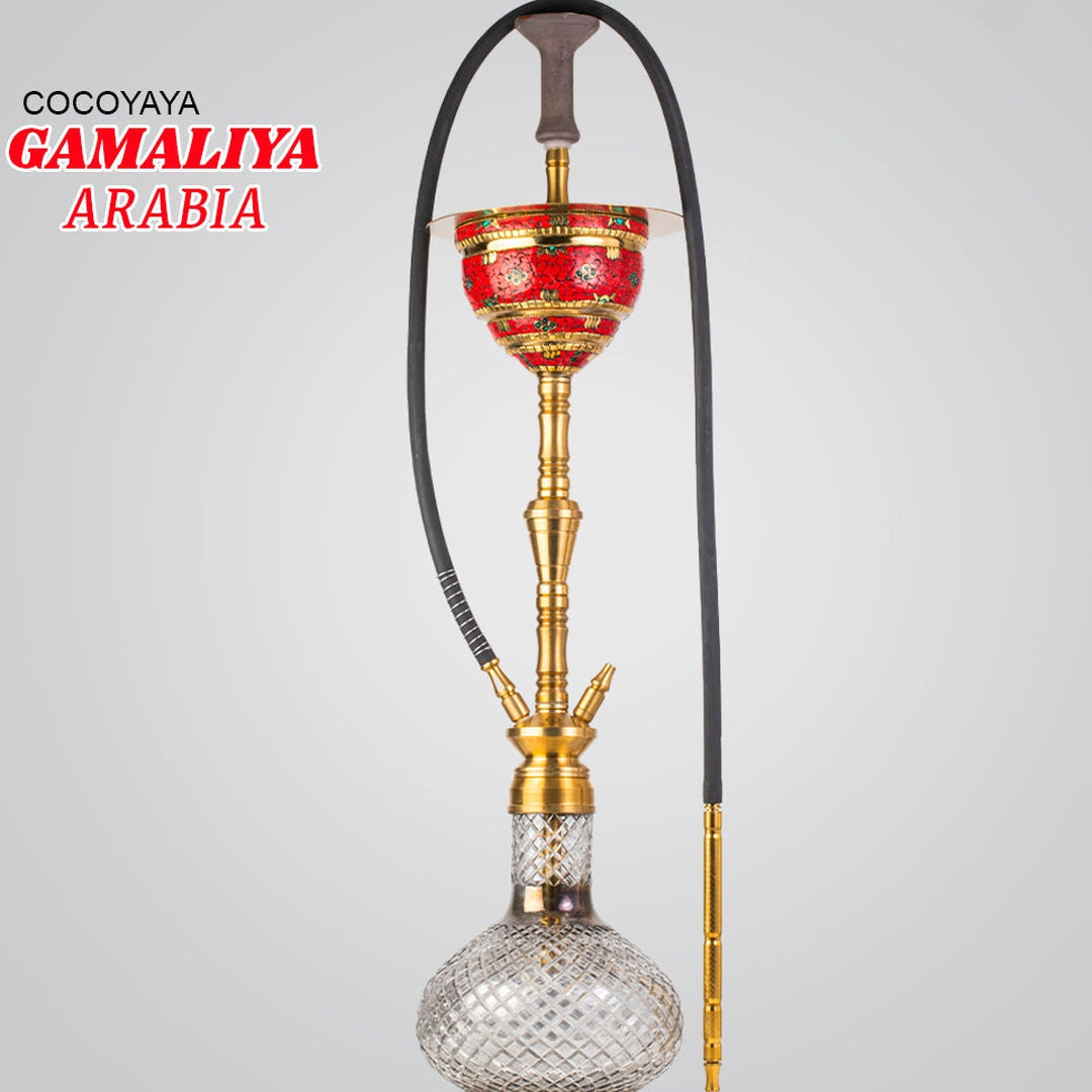 COCOYAYA Printed Gamaliya Arabia Grande Hookah - Gold Stem & Round Base