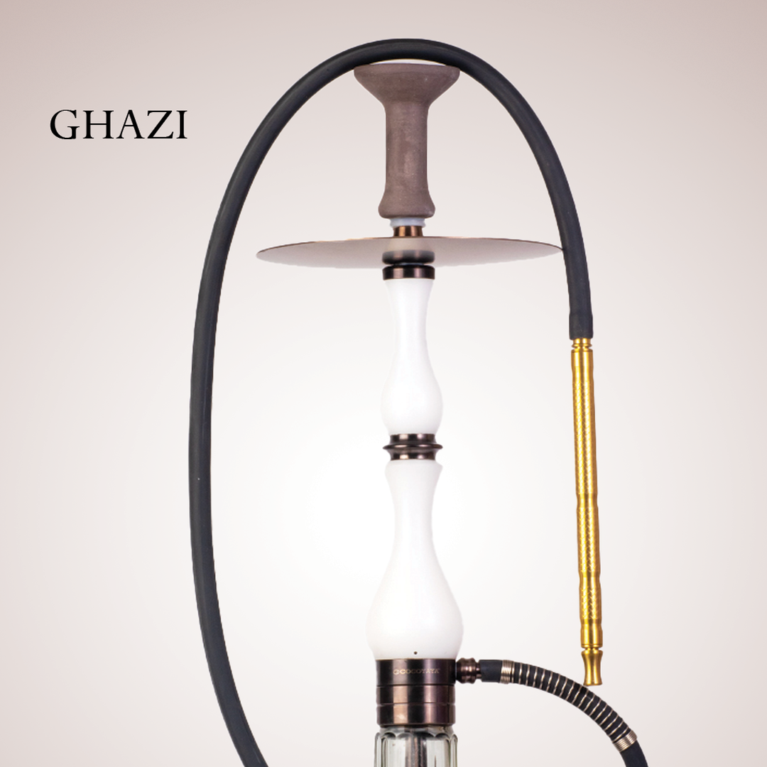 COCOYAYA Ghazi Hookah - White Bronze Stem & Cut Glass Base