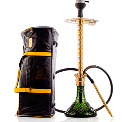 COCOYAYA King Series 2.0 DYA Hookah with Black Bag - Gold Stem & Emerald Green Base
