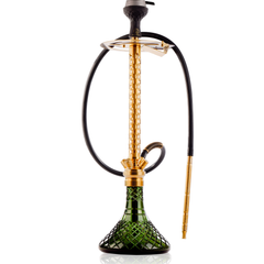 COCOYAYA King Series 2.0 DYA Hookah with Black Bag - Gold Stem & Emerald Green Base