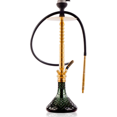 COCOYAYA King Series Heygan Hookah with Black Bag - Gold Stem & Emerald Green Base