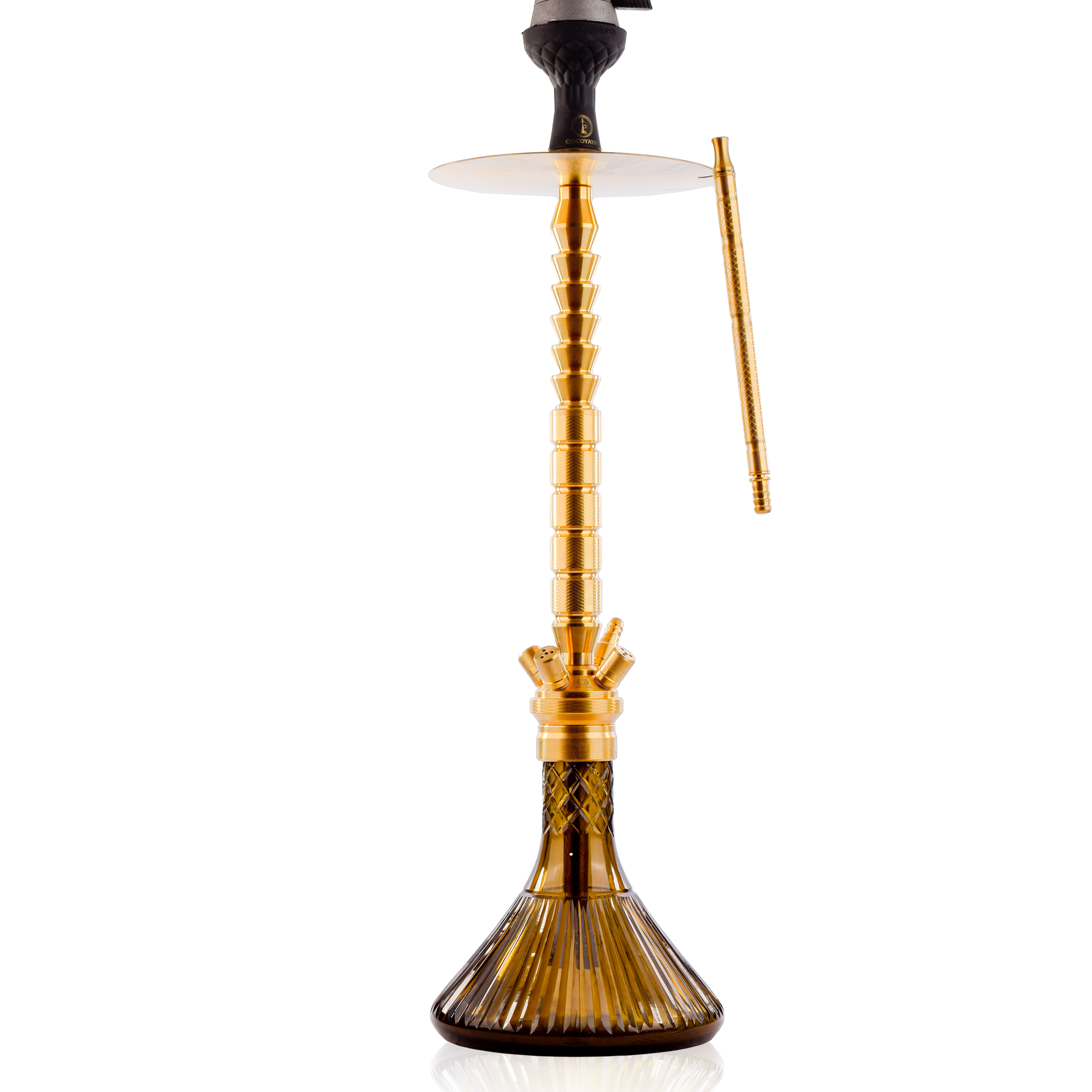 COCOYAYA King Series Heygan Hookah with Black Bag - Gold Stem & Grey Base