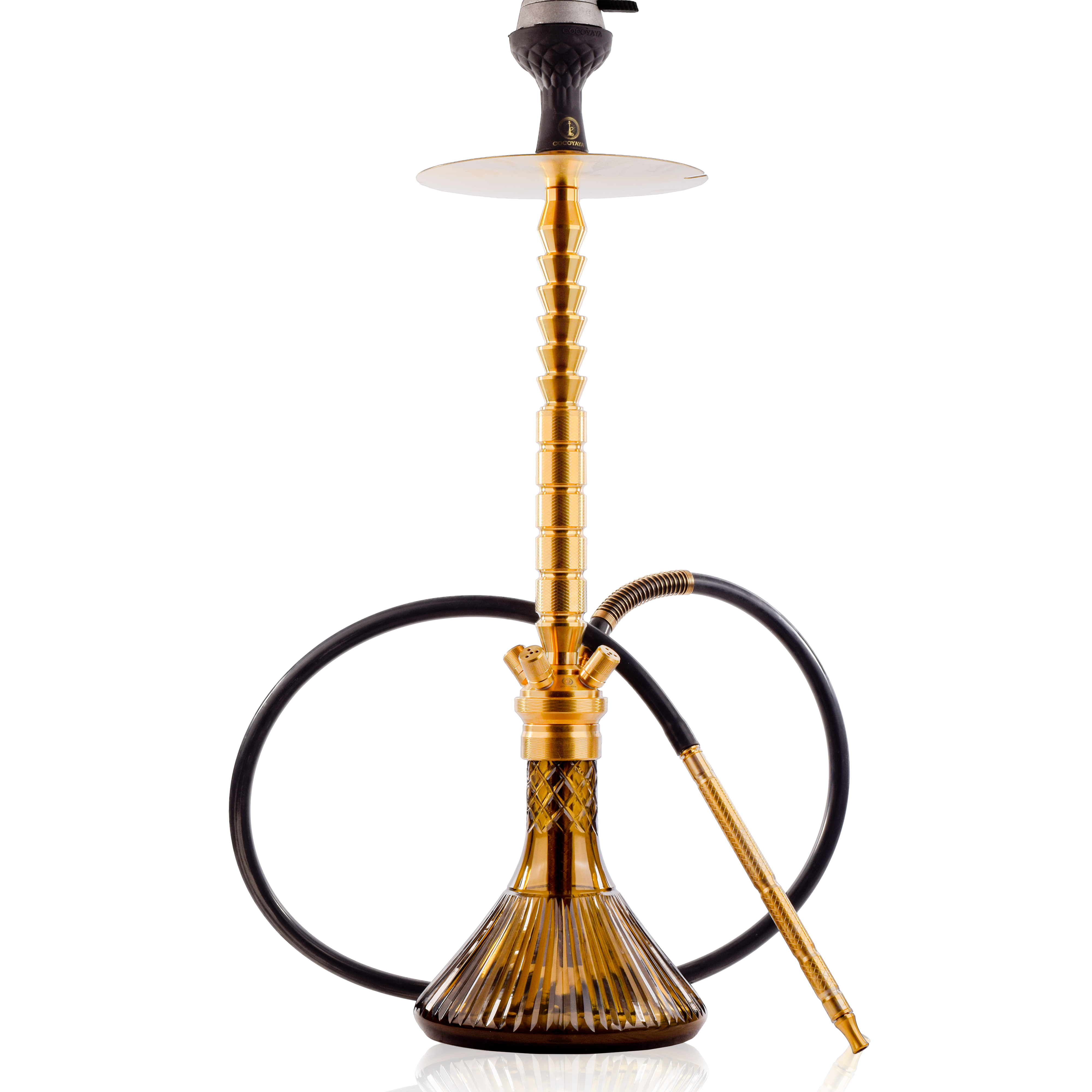 COCOYAYA King Series Heygan Hookah with Black Bag - Gold Stem & Grey Base