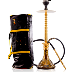 COCOYAYA King Series Heygan Hookah with Black Bag - Gold Stem & Grey Base