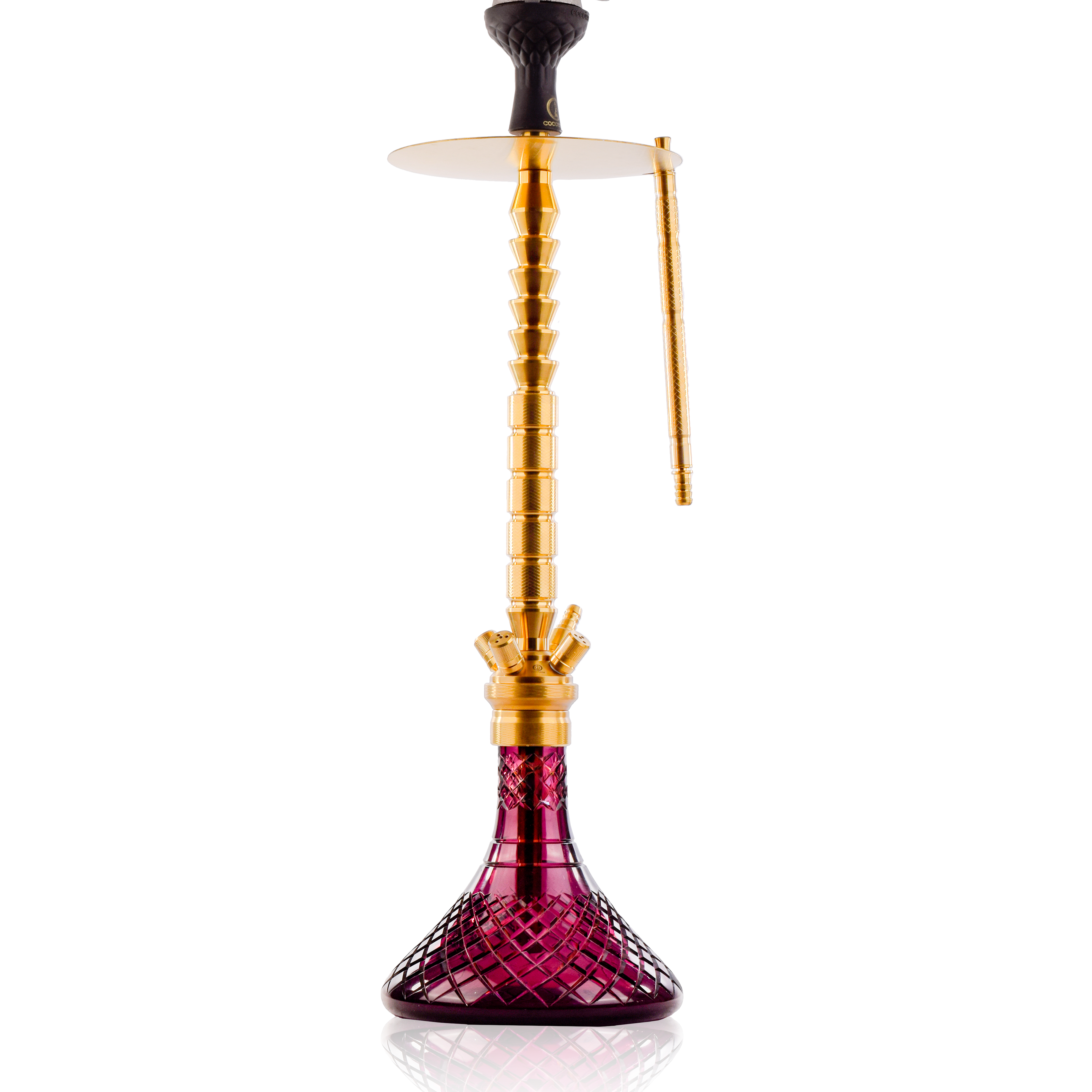 COCOYAYA King Series Heygan Hookah with Black Bag - Gold Stem & Purple Base