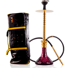 COCOYAYA King Series Heygan Hookah with Black Bag - Gold Stem & Purple Base