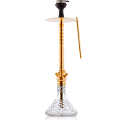 COCOYAYA King Series Heygan Hookah with Black Bag - Gold Stem & Transparent Base