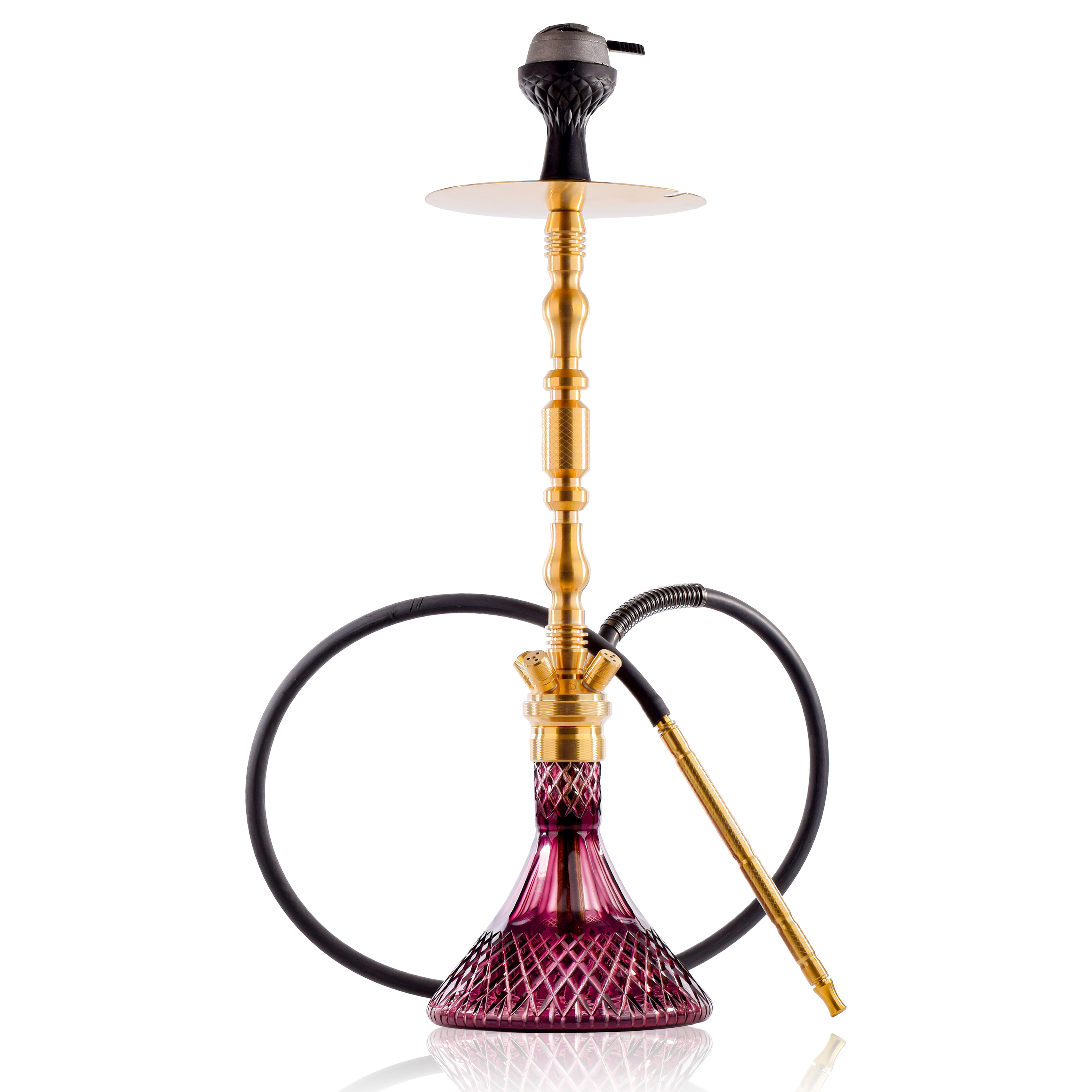 COCOYAYA King Series Litt Hookah - Gold Stem & Purple Base