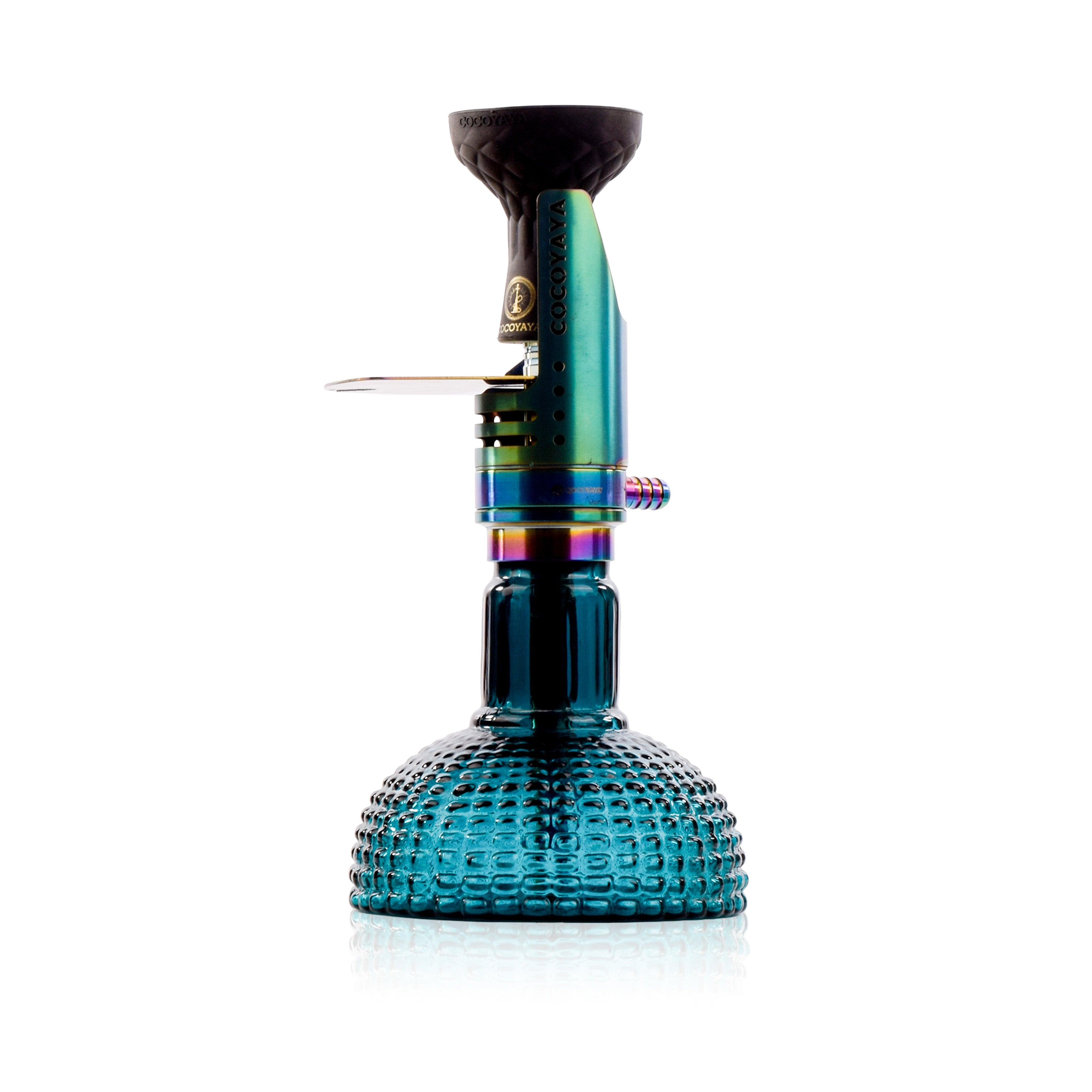COCOYAYA Mini Ferro Hookah with Black Bag - Rainbow Stem & Ocean Aura Base