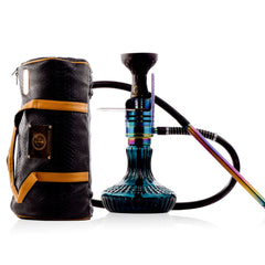 COCOYAYA Mini Ferro Hookah with Black Bag - Rainbow Stem & Royal Teal Base