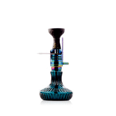COCOYAYA Mini Ferro Hookah with Black Bag - Rainbow Stem & Royal Teal Base